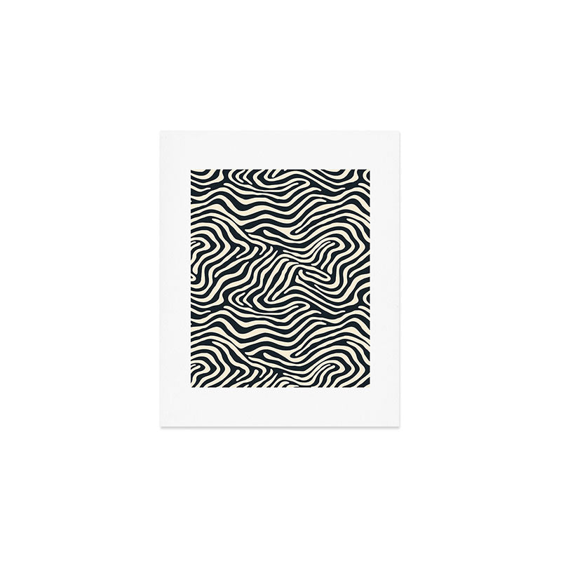 Abstract black and white stripe line pattern Art Print Gallery Image 1