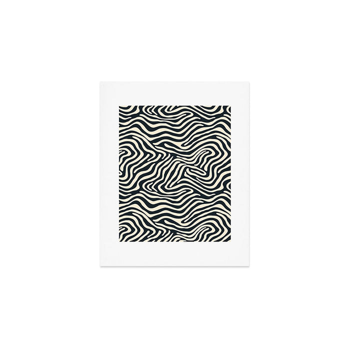 Abstract black and white stripe line pattern Art Print Gallery Image 1