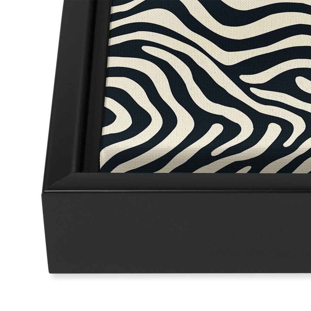 Abstract black and white stripe line pattern Framed Canvas Print Gallery Image 3
