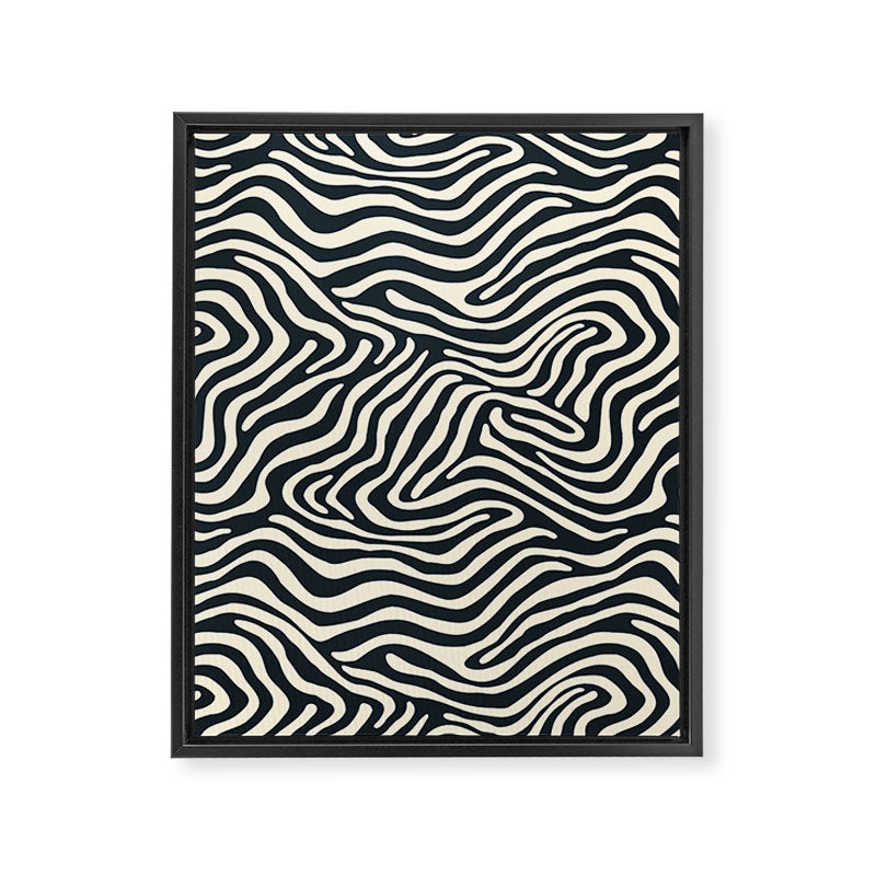 Abstract black and white stripe line pattern Framed Canvas Print Gallery Image 8
