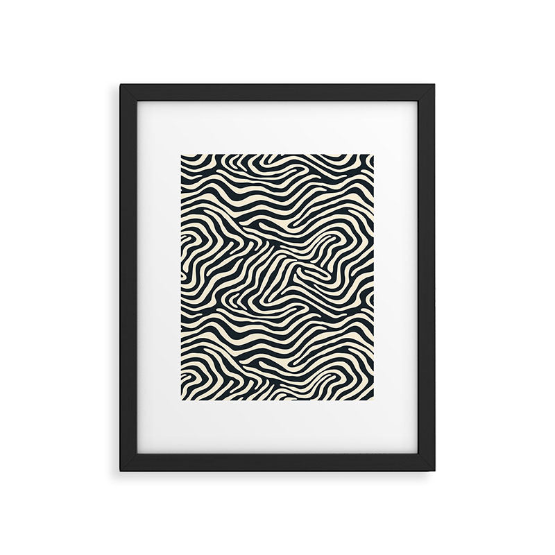 Abstract black and white stripe line pattern Framed Art Print Gallery Image 6