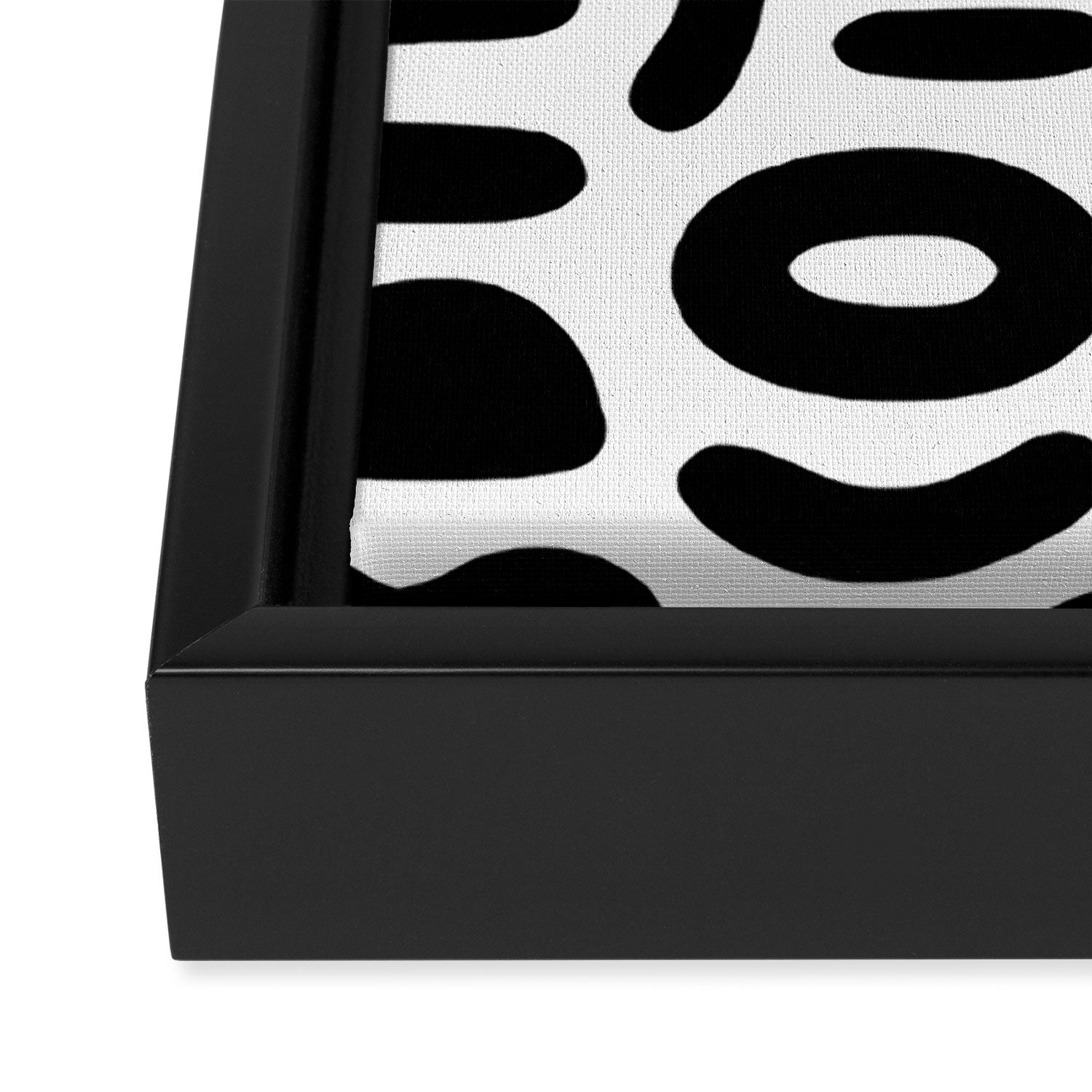 Abstract black and white symbol art pattern Framed Canvas Print Gallery Image 3