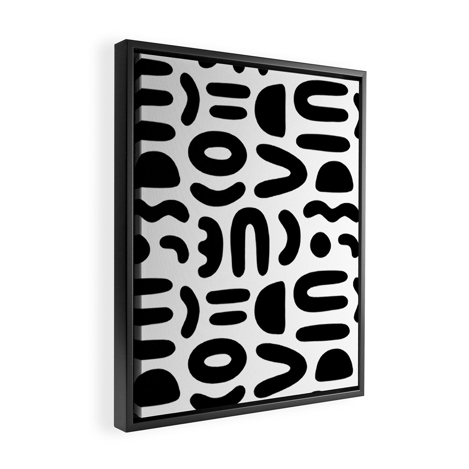 Abstract black and white symbol art pattern Framed Canvas Print Gallery Image 2