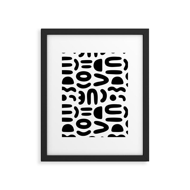 Abstract black and white symbol art pattern Framed Art Print Gallery Image 6