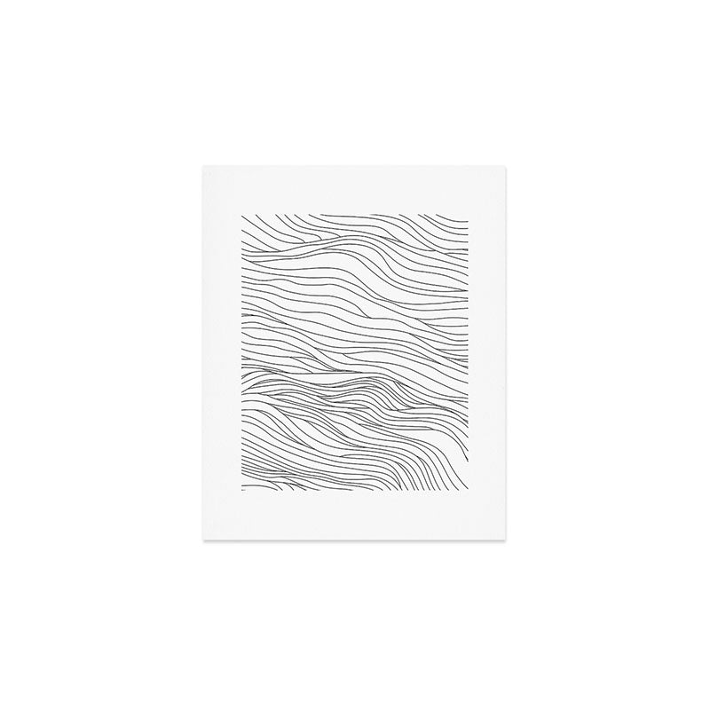 Abstract black and white wave line art pattern Art Print Gallery Image 1
