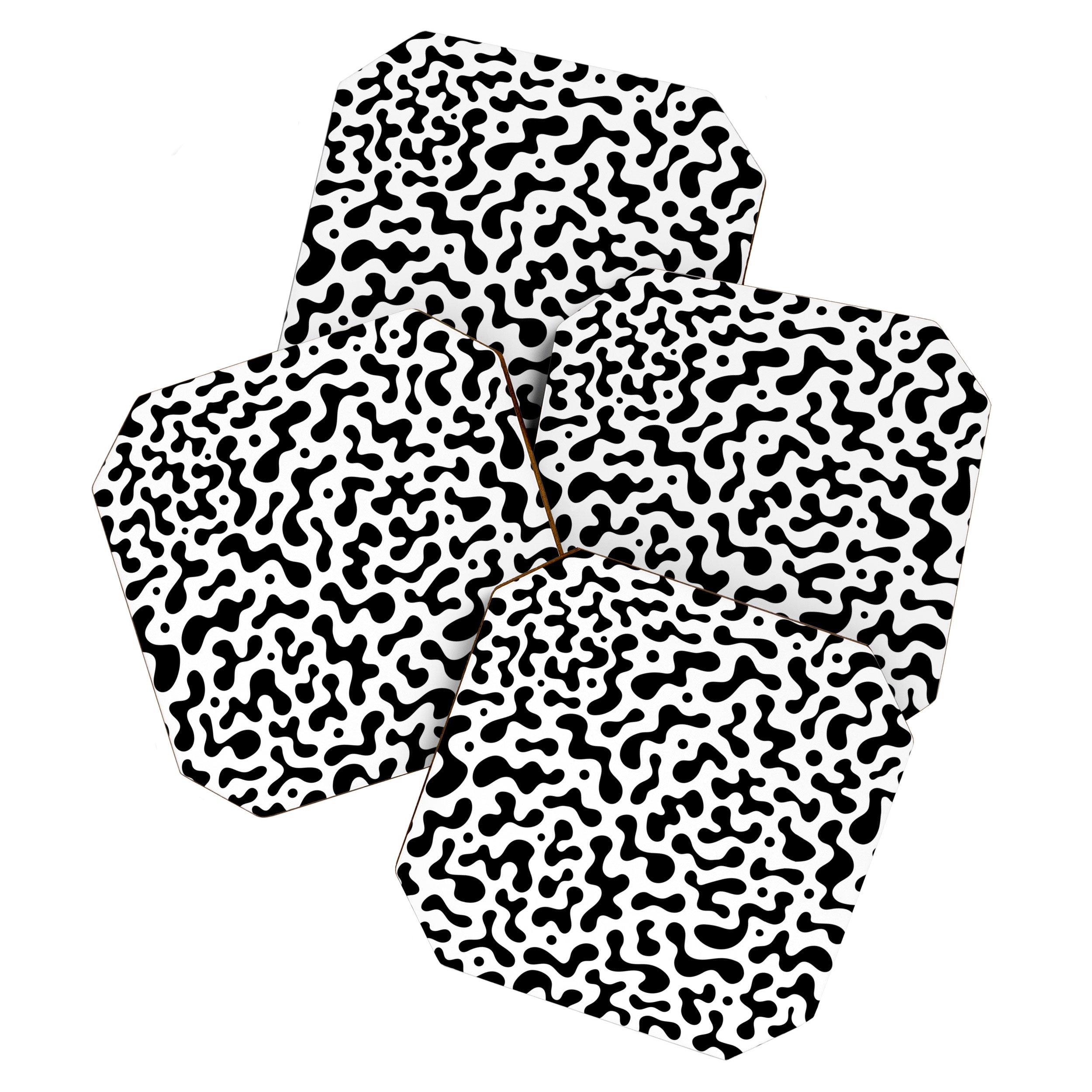 Abstract black organic liquid shape pattern Coaster Gallery Image 1
