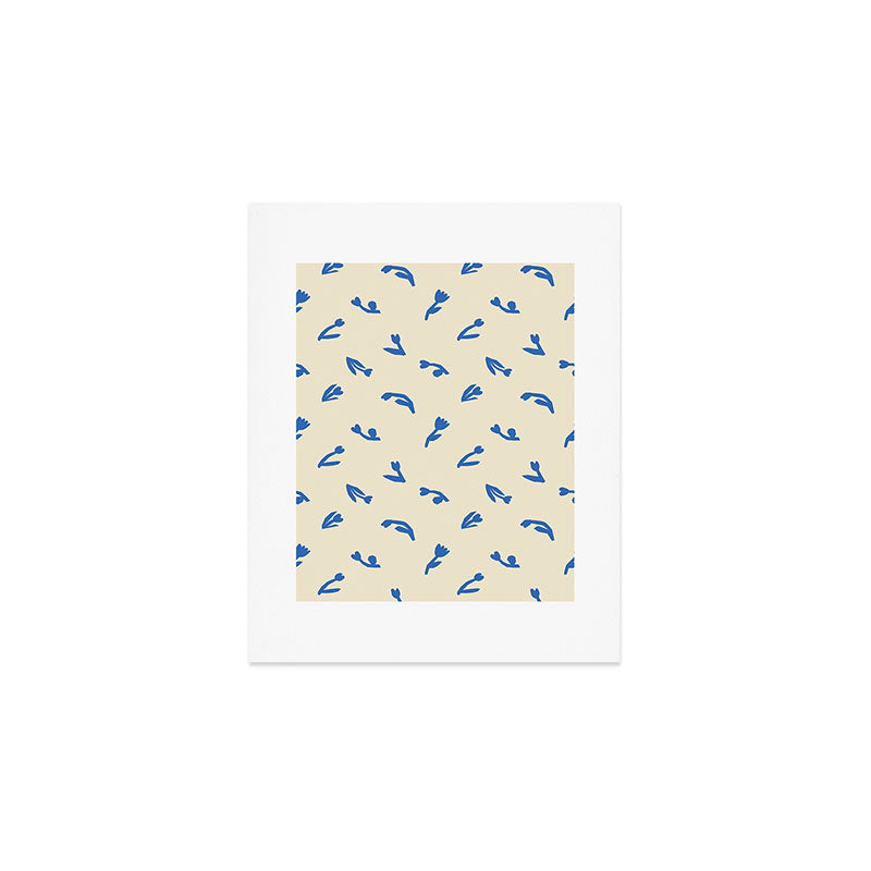 Abstract blue flower art pattern Art Print Gallery Image 1