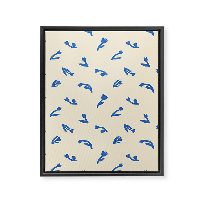 Abstract blue flower art pattern Framed Canvas Print Gallery Image 1