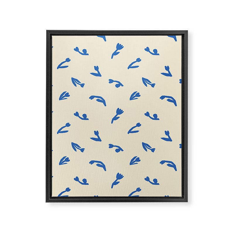 Abstract blue flower art pattern Framed Canvas Print Gallery Image 8