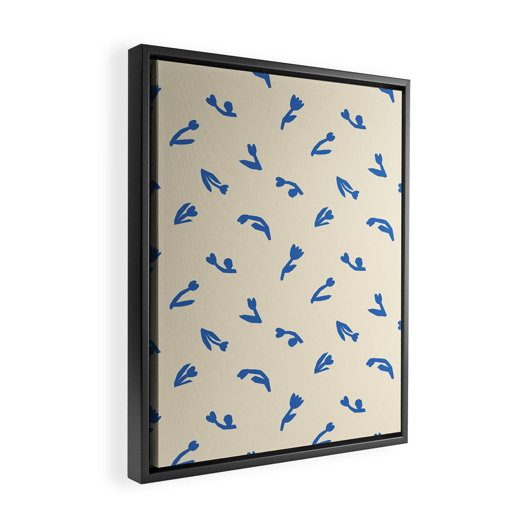 Abstract blue flower art pattern Framed Canvas Print Gallery Image 2