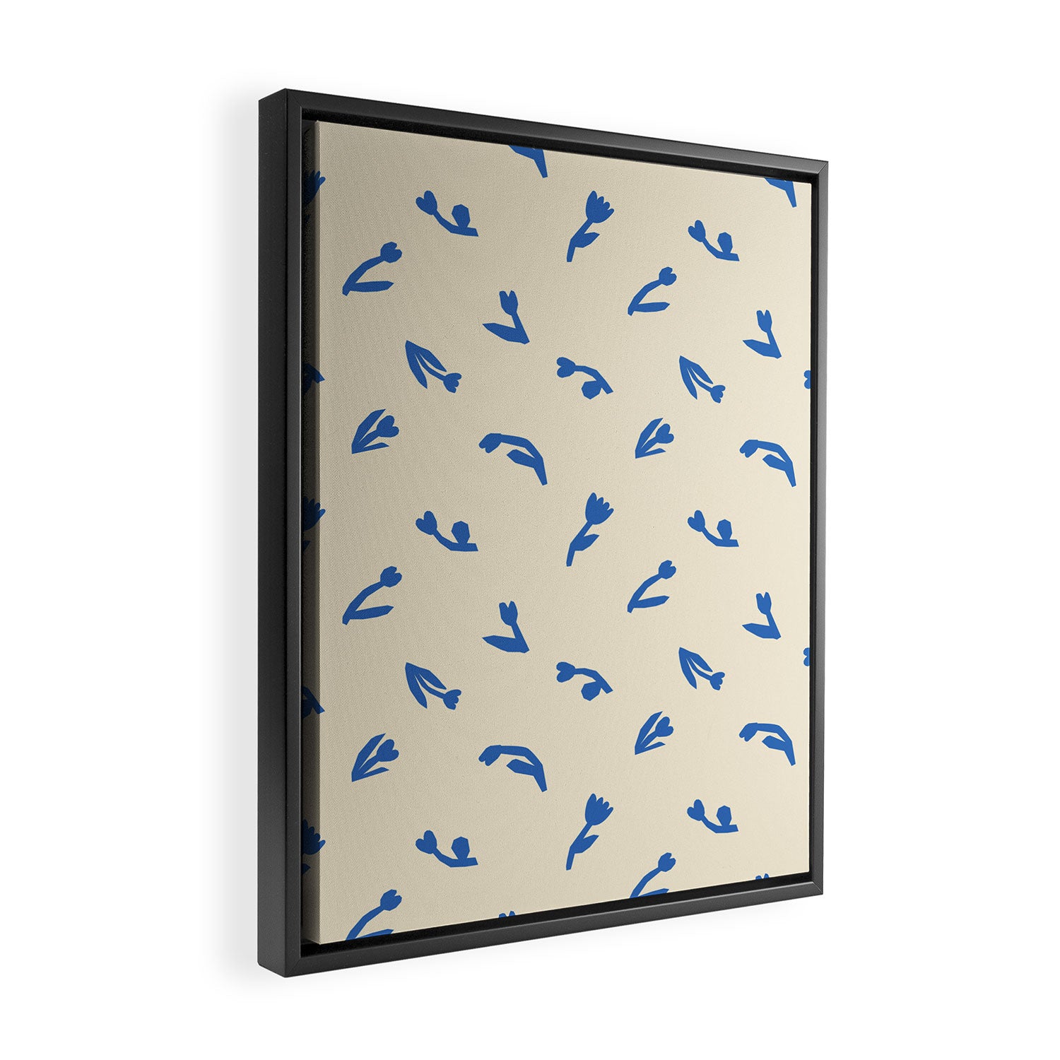 Abstract blue flower art pattern Framed Canvas Print Gallery Image 2