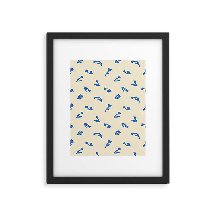 Abstract blue flower art pattern Framed Art Print Gallery Image 1