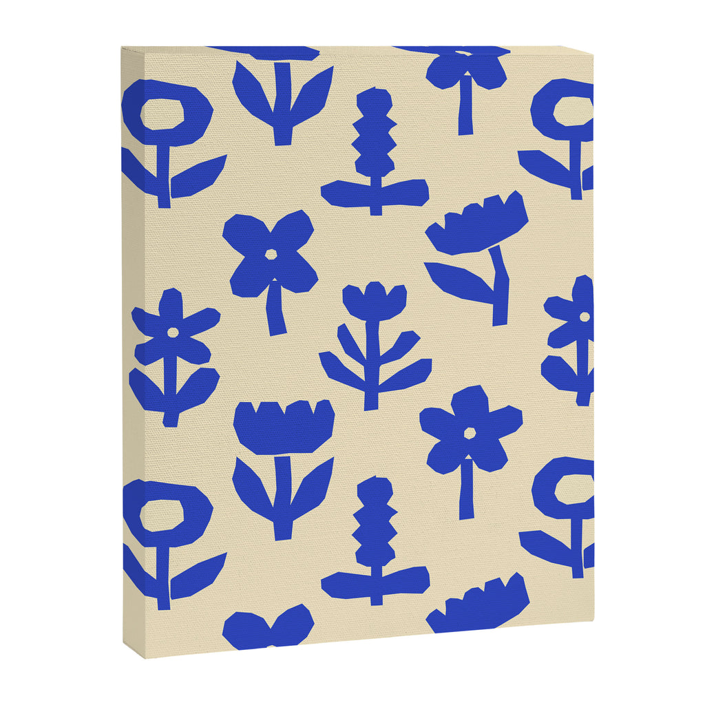 Abstract blue flower collage art pattern Canvas Print Gallery Image 8