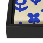 Abstract blue flower collage art pattern Framed Canvas Print Gallery Image 3
