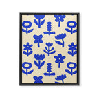 Abstract blue flower collage art pattern Framed Canvas Print Gallery Image 8