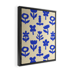 Abstract blue flower collage art pattern Framed Canvas Print Gallery Image 2