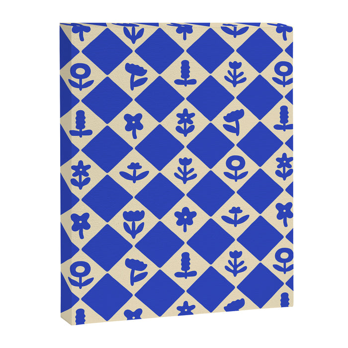 Abstract blue flower collage art pattern Canvas Print Gallery Image 1