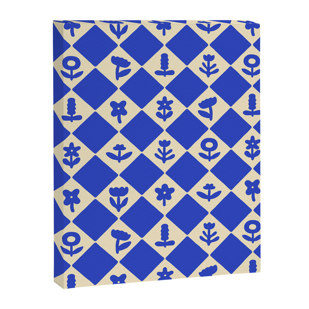 Abstract blue flower collage art pattern Canvas Print Gallery Image 8