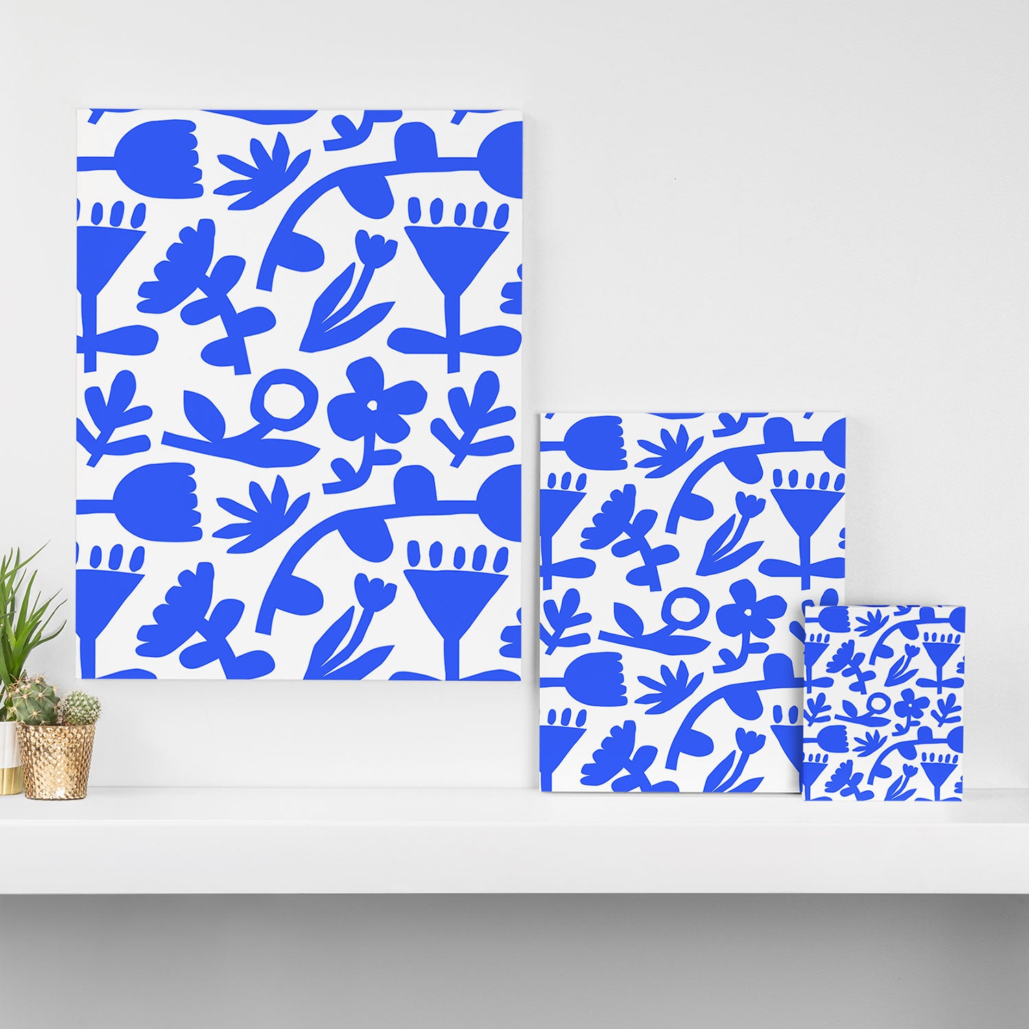 Abstract blue flower nature art pattern Canvas Print Gallery Image 3