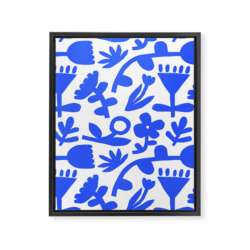Abstract blue flower nature art pattern Framed Canvas Print Gallery Image 3
