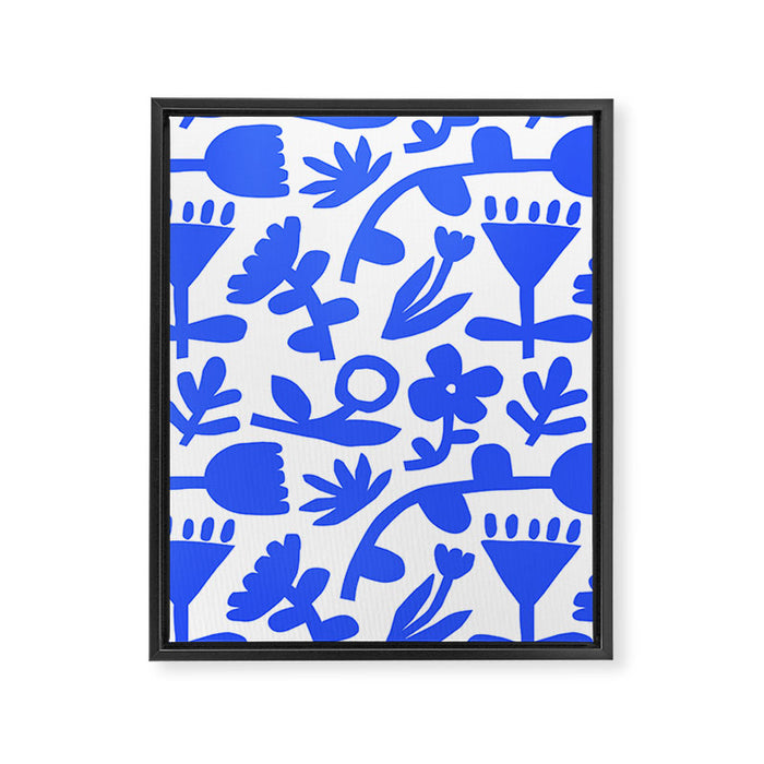 Abstract blue flower nature art pattern Framed Canvas Print Gallery Image 1
