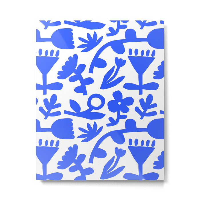 Abstract blue flower nature art pattern Metal Print Gallery Image 1