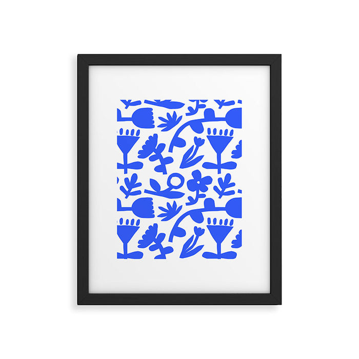 Abstract blue flower nature art pattern Framed Art Print Gallery Image 1