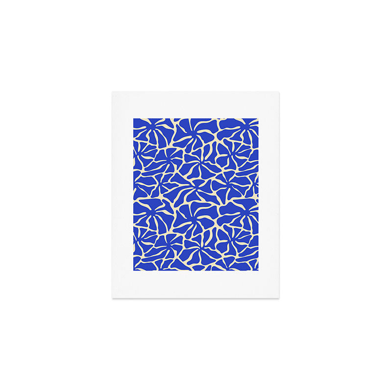 Abstract blue flower pattern Art Print Gallery Image 1