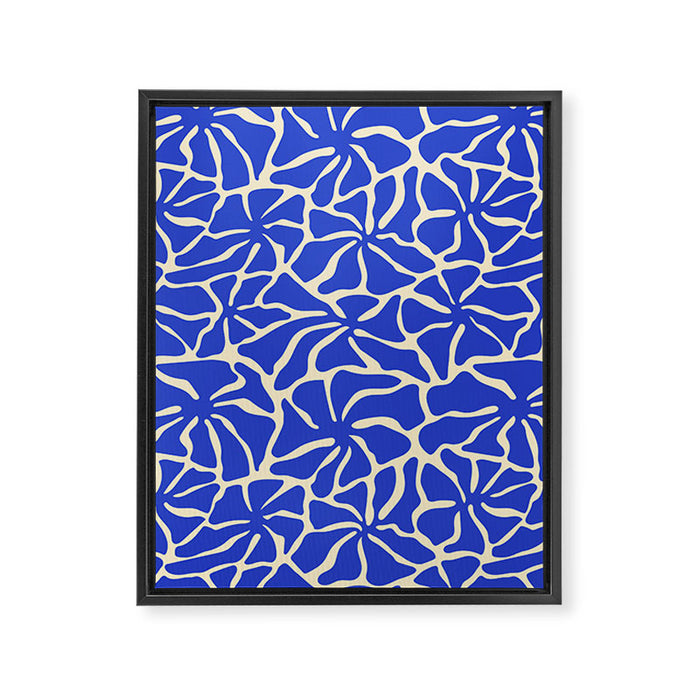 Abstract blue flower pattern Framed Canvas Print Gallery Image 1