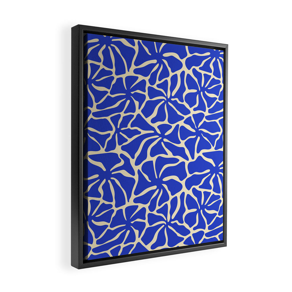 Abstract blue flower pattern Framed Canvas Print Gallery Image 2