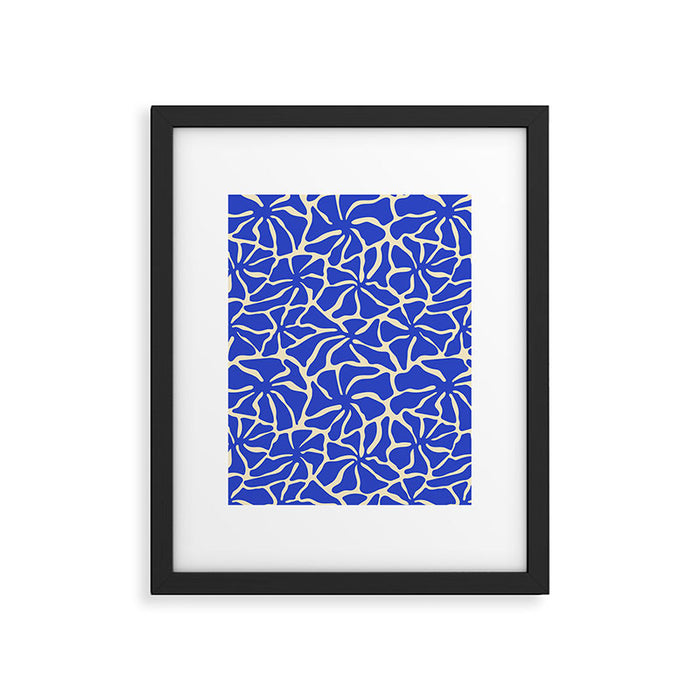 Abstract blue flower pattern Framed Art Print Gallery Image 1