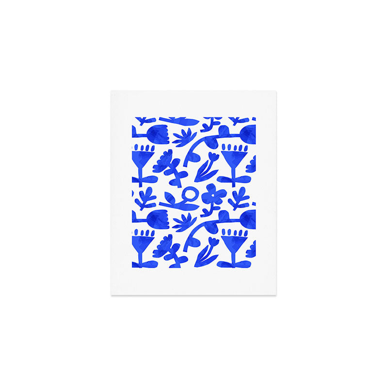 Abstract blue nature flower art pattern Art Print Gallery Image 1
