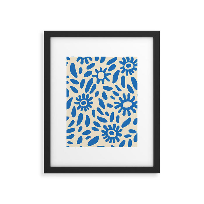 Abstract blue nature flower art pattern Framed Art Print Gallery Image 1