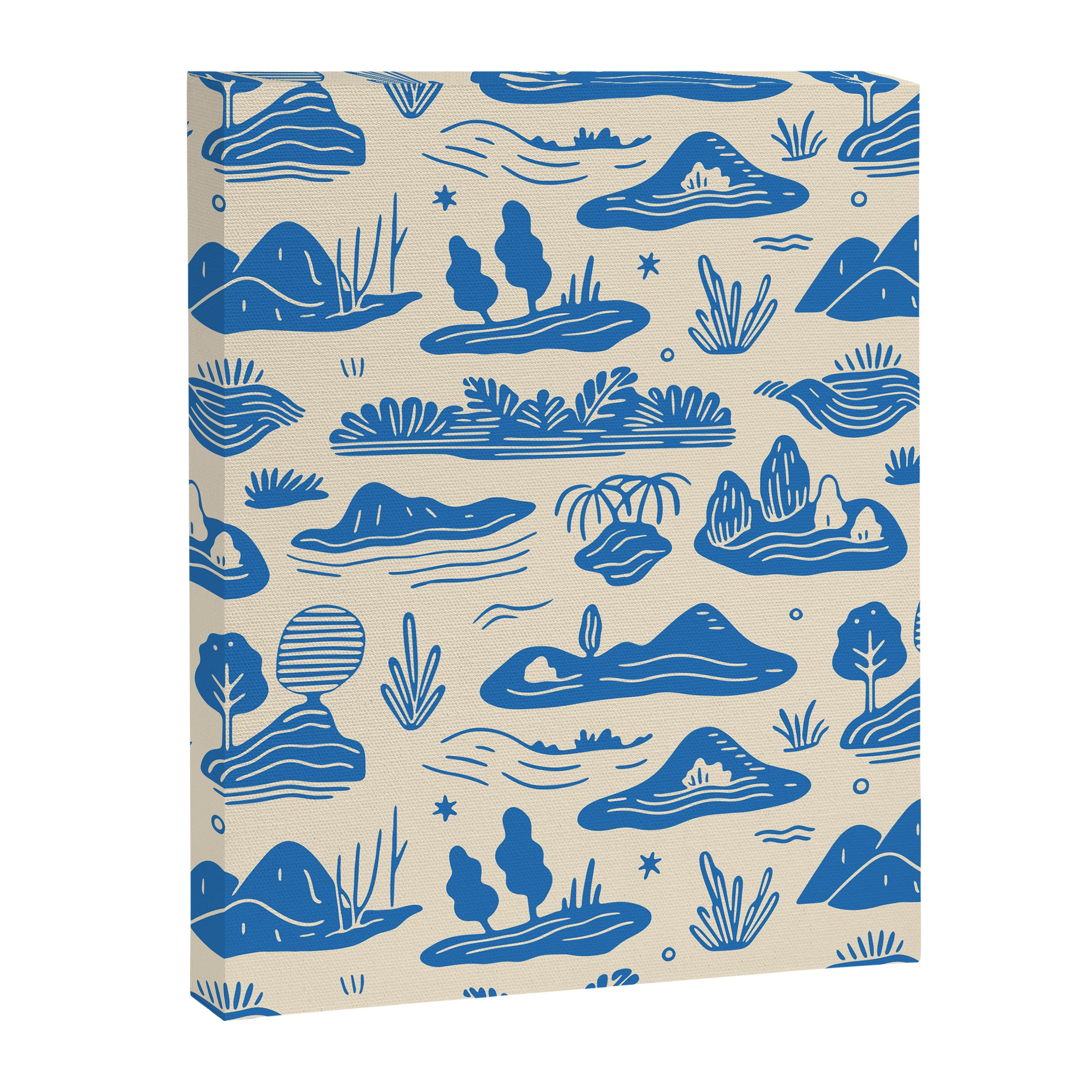 Abstract blue nature landscape doodle pattern Canvas Print Gallery Image 8