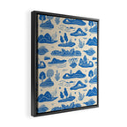 Abstract blue nature landscape doodle pattern Framed Canvas Print Gallery Image 2