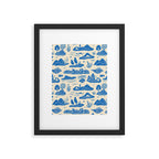 Abstract blue nature landscape doodle pattern Framed Art Print Gallery Image 6