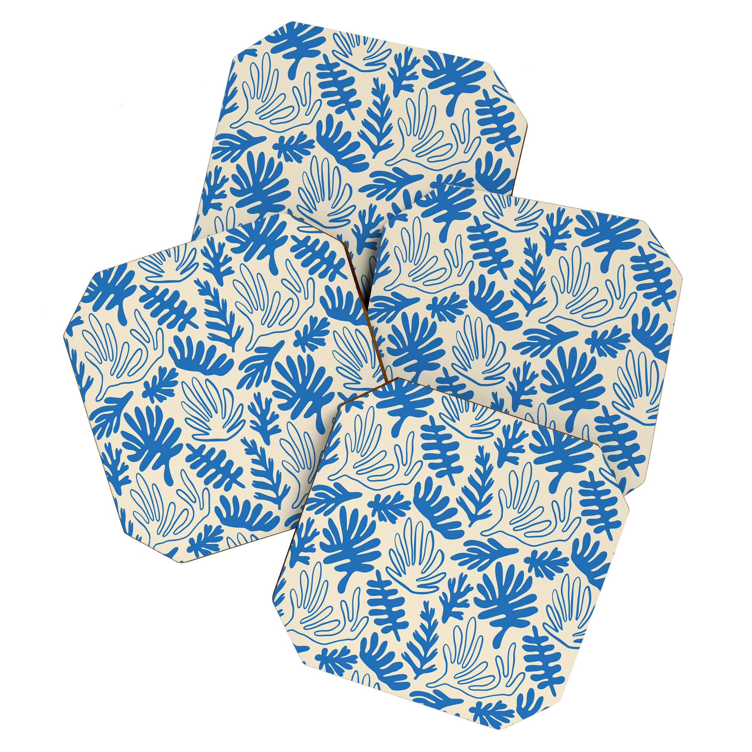 Abstract blue nature leaf art pattern Coaster Gallery Image 1