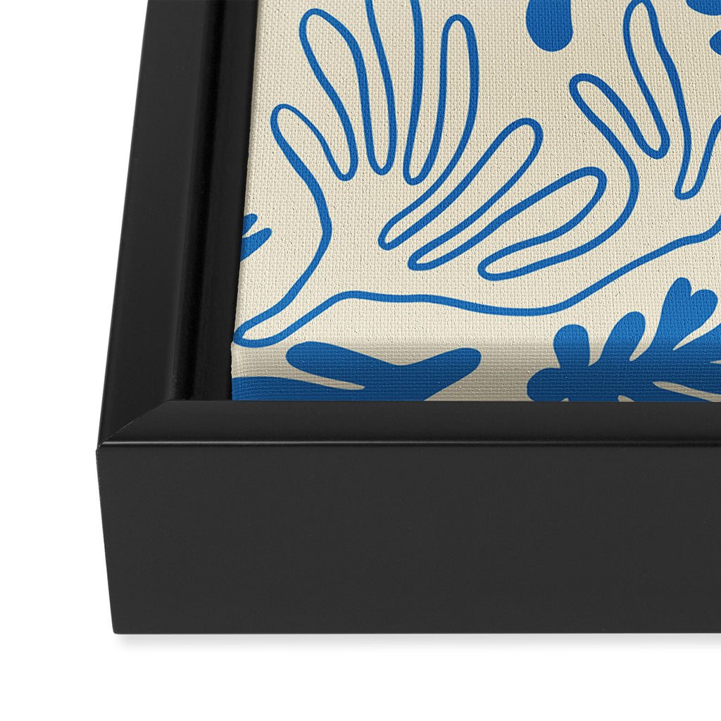 Abstract blue nature leaf art pattern Framed Canvas Print Gallery Image 3