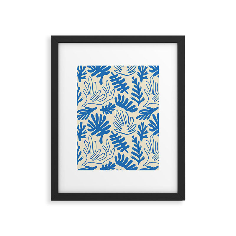 Abstract blue nature leaf art pattern Framed Art Print Gallery Image 6