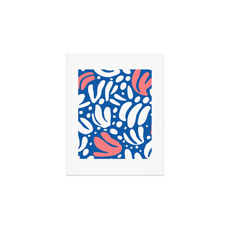 Abstract blue nature leaf shape art pattern Art Print Gallery Image 1