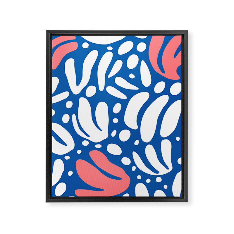 Abstract blue nature leaf shape art pattern Framed Canvas Print Gallery Image 8