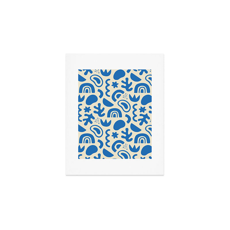 Abstract blue organic shape art pattern Art Print Gallery Image 1