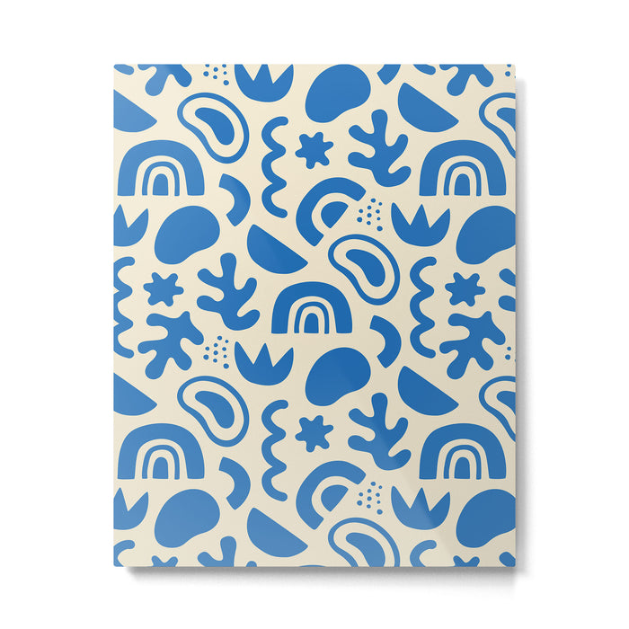 Abstract blue organic shape art pattern Metal Print Gallery Image 1