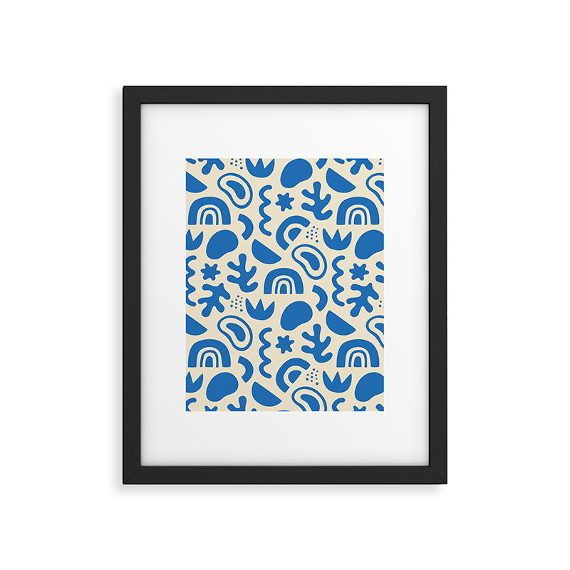 Abstract blue organic shape art pattern Framed Art Print Gallery Image 6