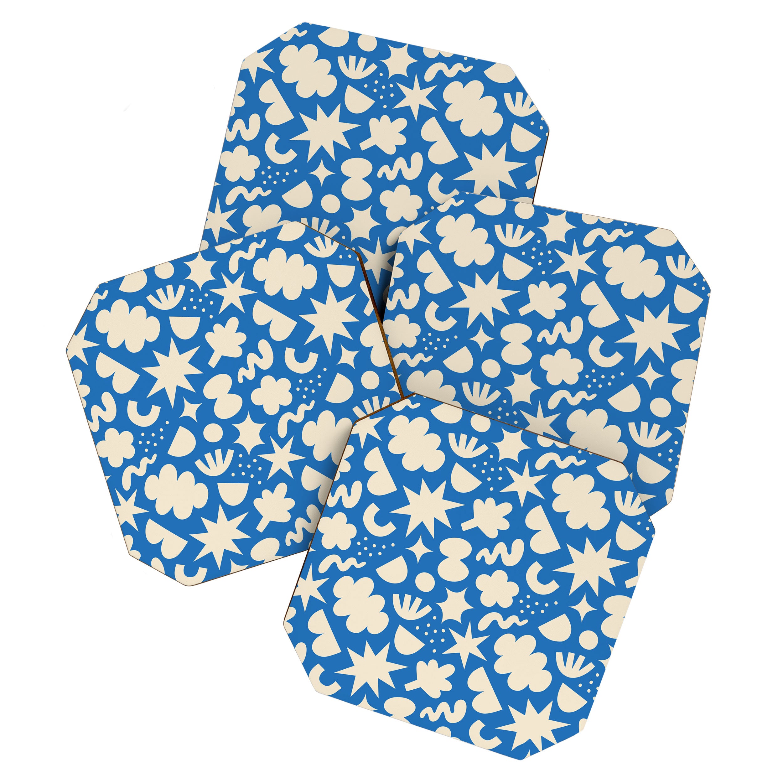 Abstract blue organic shape pattern Coaster Gallery Image 1