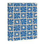 Abstract blue retro flower art pattern Canvas Print Gallery Image 8