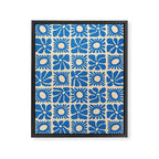 Abstract blue retro flower art pattern Framed Canvas Print Gallery Image 8