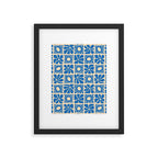 Abstract blue retro flower art pattern Framed Art Print Gallery Image 6