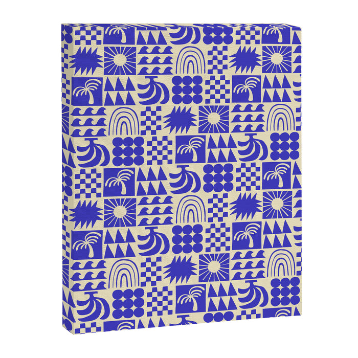 Abstract blue tropical mosaic art pattern Canvas Print Gallery Image 1