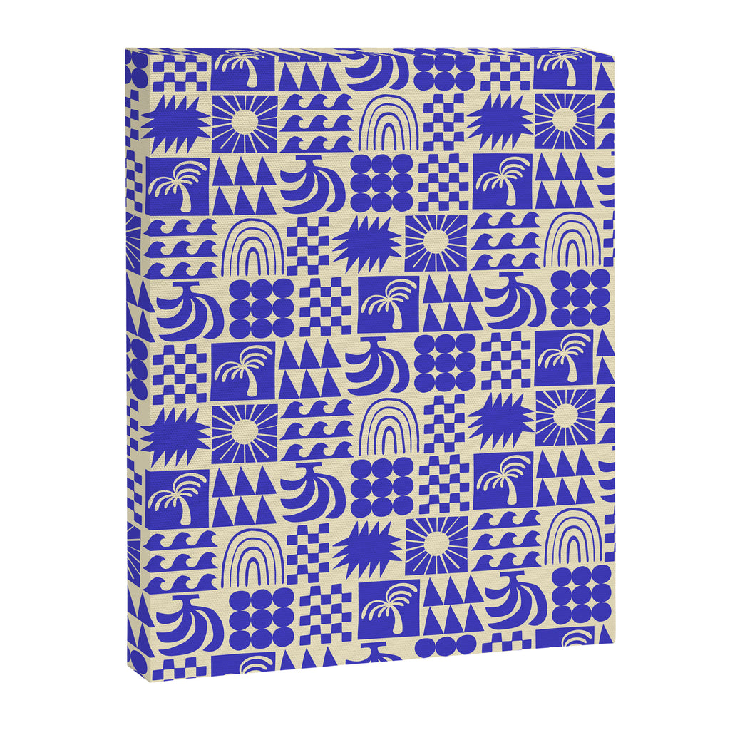 Abstract blue tropical mosaic art pattern Canvas Print Gallery Image 8